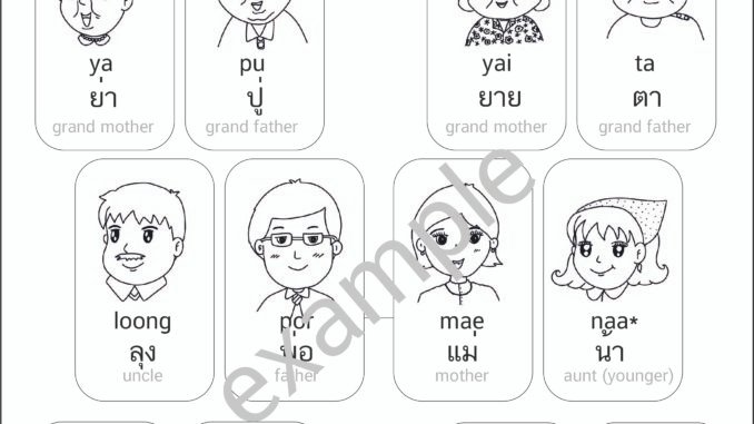family member vocabulary in Thai