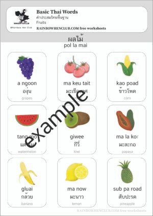 learn Thai. fruits vocabulary in Thai