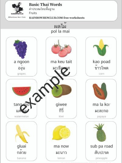 learn Thai. fruits vocabulary in Thai